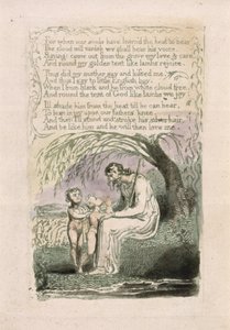 「リトルブラックボーイ」、「イノセンスの歌」からのプレート6、1789年（紙にトイレ付きの手描きのレリーフエッチング） 作： William Blake